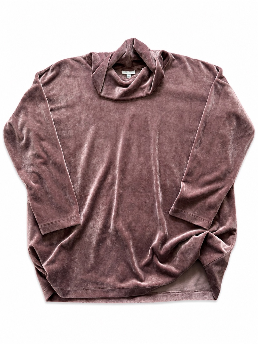 Pure Jill J.Jill 1X Dusty Mauve Velour Cowl Neck Tunic Top Long Sleeve